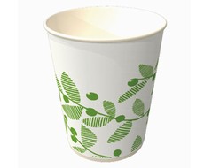 ホットカップ リーフ柄 目に優しいグリーンカラーで描かれた植物のイラスト。ホットにも対応でほっと一息。